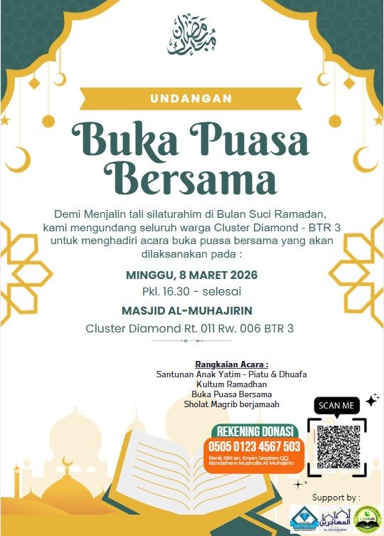 Ramadan Penuh Berkah: Cluster Diamond BTR3 Bekasi Gelar Bukber dan Santunan Anak Yatim
