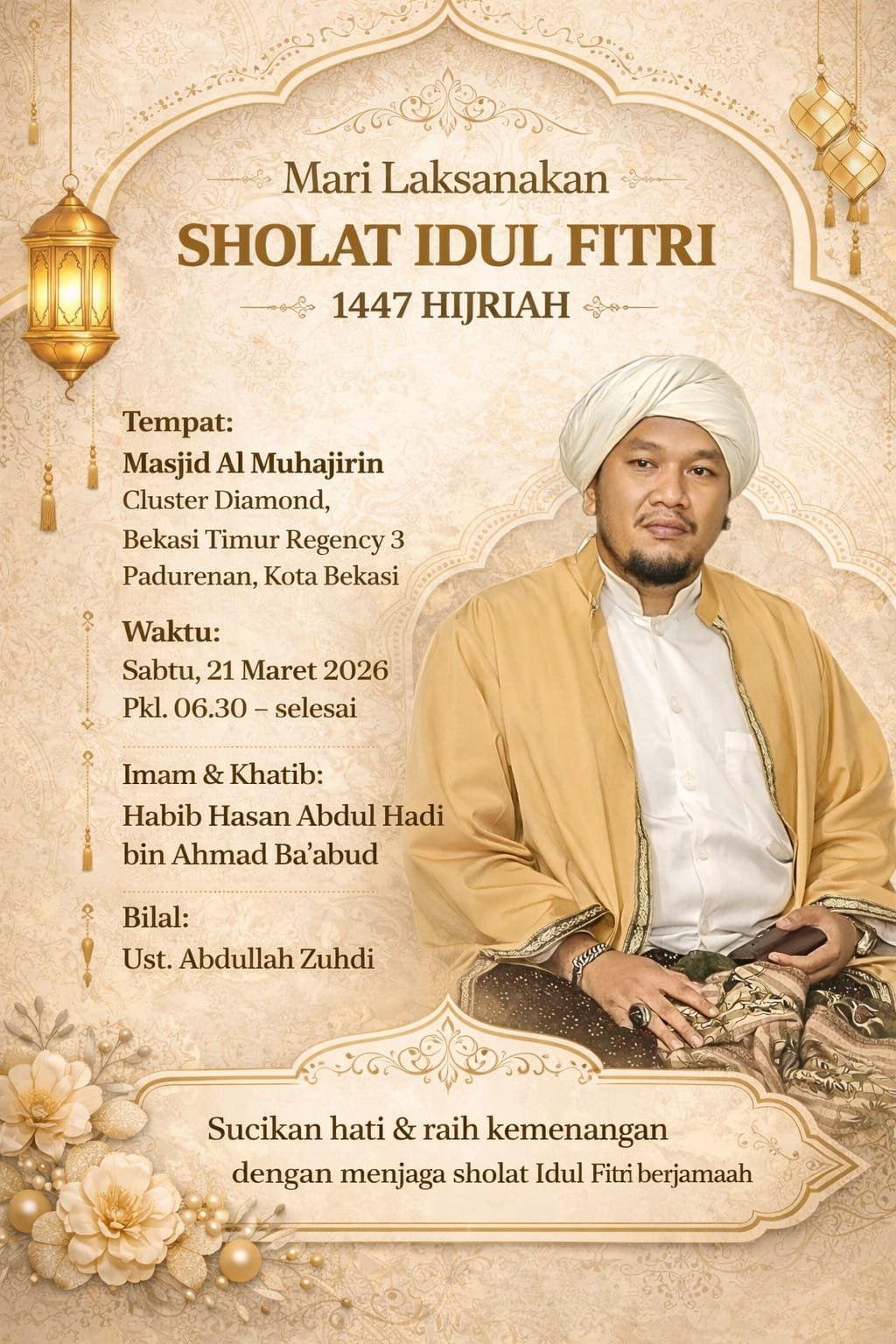 Masjid Al Muhajirin  Cluster Diamond BTR3 Bekasi Gelar Sholat Idul Fitri 1447 H, Ini Jadwalnya