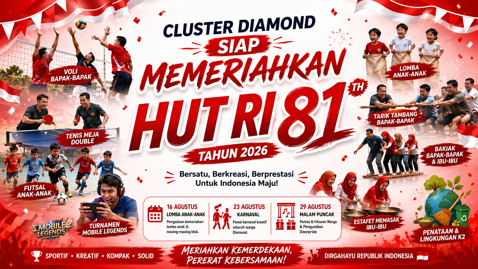 Rapat Persiapan dan Koordinasi HUT RI Ke-81 Tahun 2026 Cluster Diamond BTR3 Berlangsung Penuh Semangat